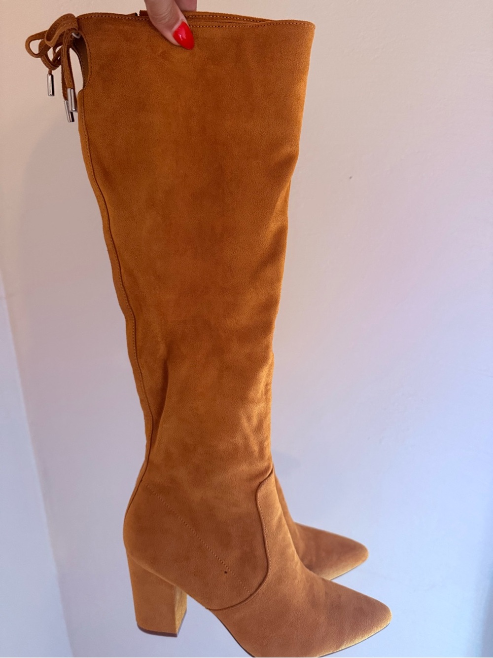 Steve Madden Tall Suede Knee Boots in Cognac Brown